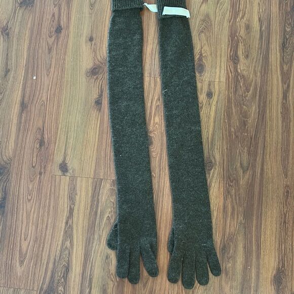 Michael Kors olive brown long cashmere gloves winter - Picture 1 of 4